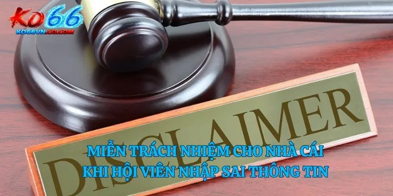 Miễn trách nhiệm cho nhà cái khi hội viên nhập sai thông tin